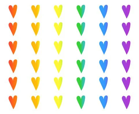 Many of rainbow gradient hearts. Vector EPS 10 pattern. 스톡 일러스트