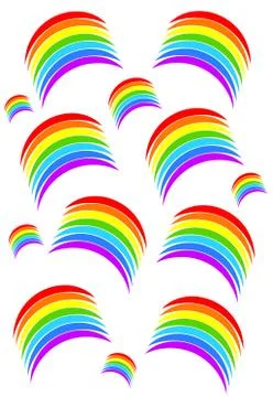 Many rainbows over white - background illustration Stock Illustration