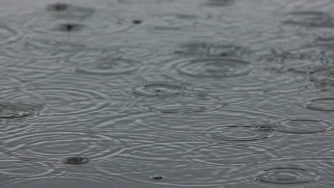 Many raindrops fall on the surface of the water Stock Footage 102484606