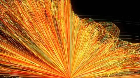 Many random bright chaotic lines, 3d render computer generating background... 스톡 사진