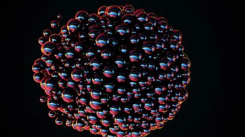 Many random bubbles filling the screen. Computer generated the emergence of many Illustrazione stock