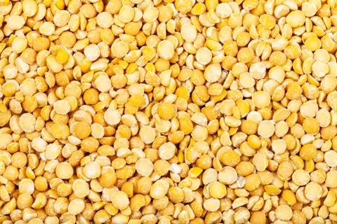 Many raw yellow split peas Foto stock