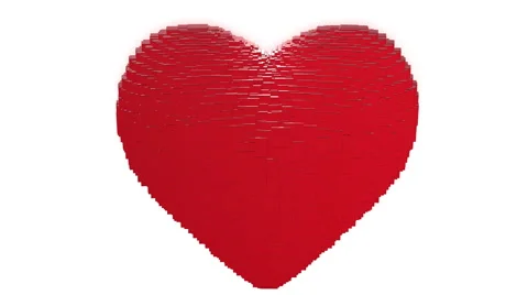 Many red cubes are formed in a 3d scarlet heart which throbs and beats. Stock-Footage 63231846
