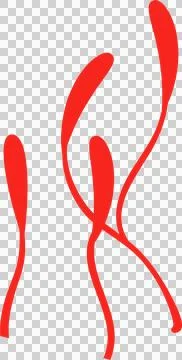 Many red curved forms are flowing in flat design with transparent background Stock Illustration