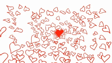 Many Red Heart in Shape of Big Heart on a white background Video stock 101390156