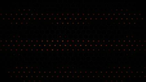 Many red hearts on a black background with a simple pattern Stock Illustration