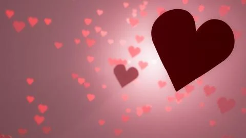Many red hearts floating in a space of pink fog Stock Illustration