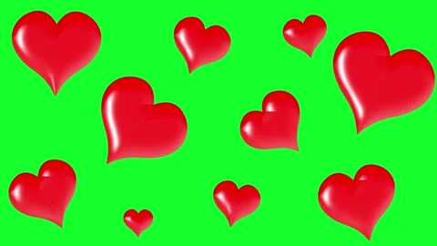 Many red hearts on green screen background animation ideal for Valentines Video stock 293109293