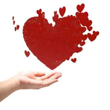 Many red hearts on hand. Stock Illustration