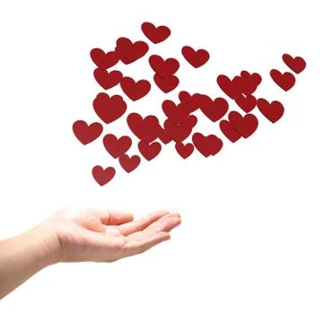 Many red hearts on hand. Stock Illustration
