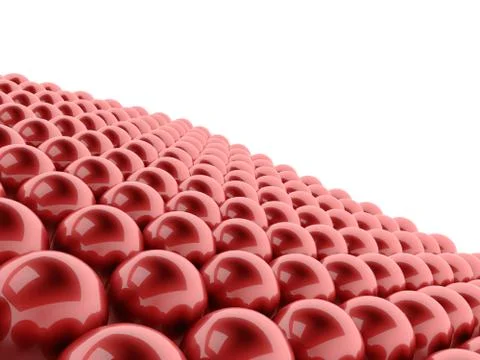 Many red spheres rendered on white Stock Illustration