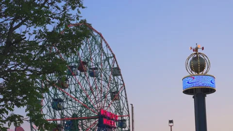 Many rides work at Luna Park in Cony Island at Brooklyn in New York City Video stock 248237015
