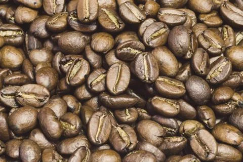 Many roasted coffee beans Foto stock