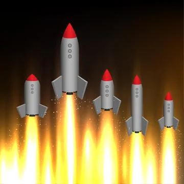 Many rockets go up Illustrazione stock