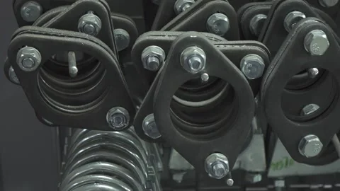 Many round rubber gaskets for car exhaust system Stock Footage 151928726
