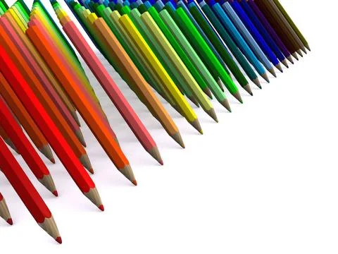 Many rows of colored pencils. 3D many rows of colored pencils. 3D Copyrigh... Stock Photos