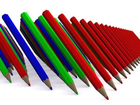 Many rows of colored pencils. 3D many rows of colored pencils. 3D Copyrigh... 스톡 사진
