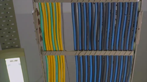 Many rows of wires on the ceiling in server room Stock Footage 220178209