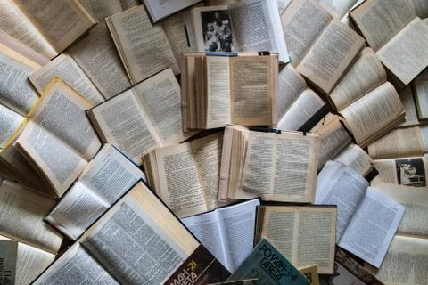 Many russian books Stock Photos