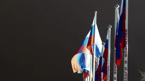 Many russians flag blows in the wind Vidéo 60746996