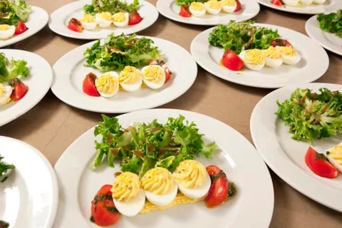 Many salads with egg Fotos de archivo
