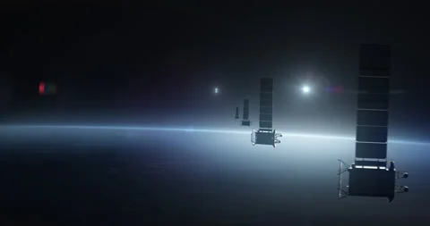 Many satellites flying in space Stock Footage 164850417