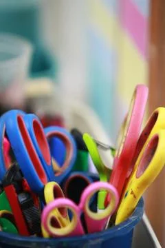Many scissors, stationery Foto stock