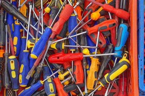 Many screwdrivers Stock Photos