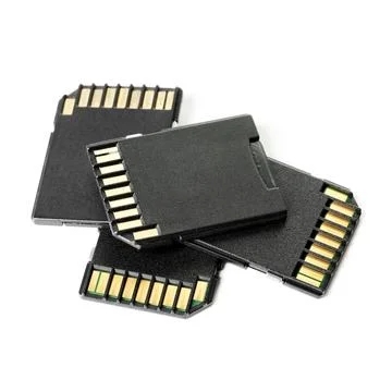 Many SD memory cards isolated on white Stock Photos