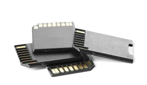 Many SD memory cards isolated on white Stock Photos