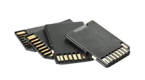Many SD memory cards isolated on white Stock Photos