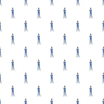 Many security guards standing in a seamless vector pattern Stock Illustration