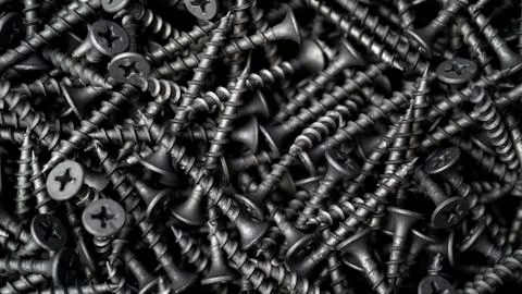 Many self tapping screws background 写真素材