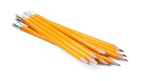 Many sharp graphite pencils isolated on white Foto stock