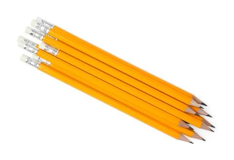 Many sharp graphite pencils isolated on white, top view Stock Photos
