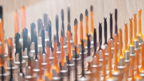 Many sharpened drills ready to work Video stock 98262817