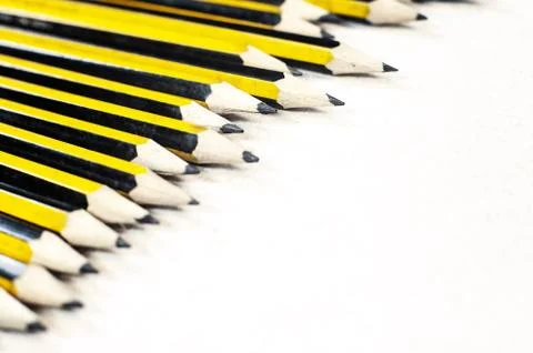 Many sharpened pencils top view Stock Photos