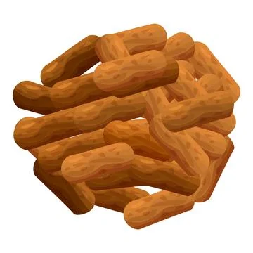 Many shelled peanuts forming a ball on white background Stock Illustration