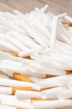 Many shells are scattered on a light wooden Stock Photos
