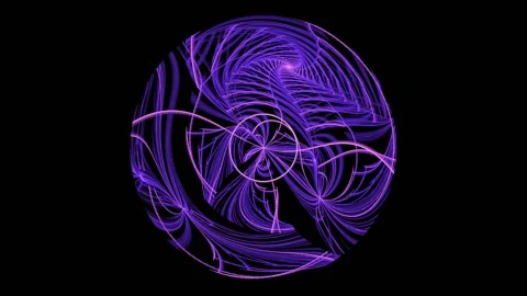 Many shining purple threads turn into a patterned sphere. Stock Footage 154186373