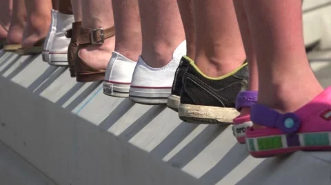 Many shoes on line Stock Footage 40644315