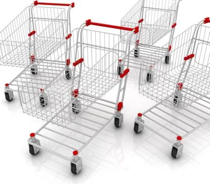 Many shopping carts Stock Illustration