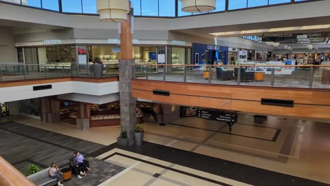 Many shops in multi-level department store or shopping mall. Customers prod.. Stock Footage 320828821