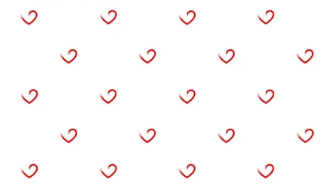 Many simple hollow red heart shapes on white background. Stock Footage 325245072