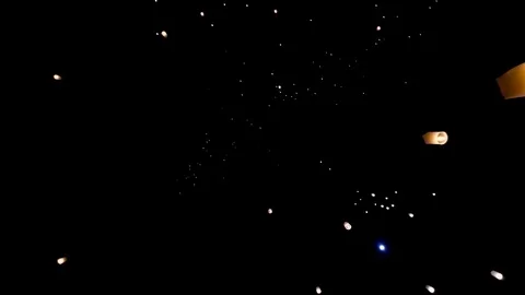 Many Sky Lanterns Floating Up To The Sky Stock Footage 126481170