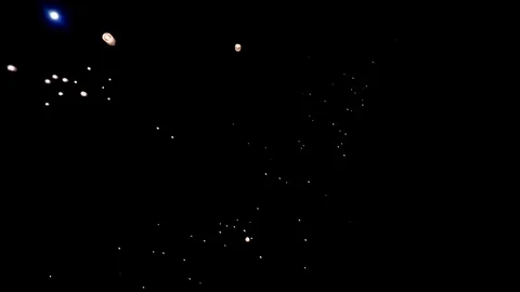 Many Sky Lanterns Floating Up To The Sky (long shot) Stock Footage 126584523