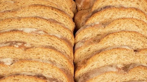 Many slices of bread shot with a slider Stock Footage 236696791
