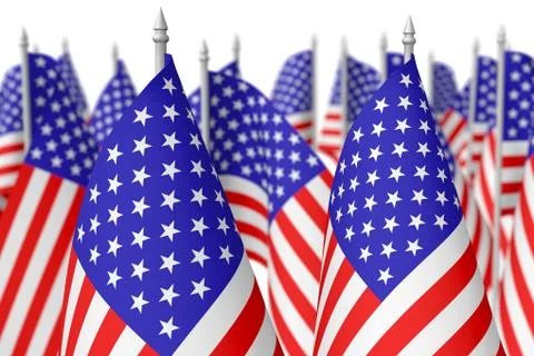 Many small american flags, selective focus Stock Illustration
