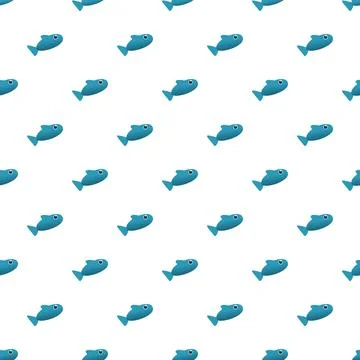Many small blue cartoon fish swimming seamlessly Stock Illustration