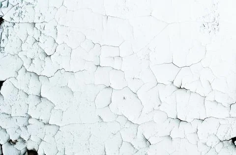 Many small cracks on the yellowed surface. Very old faded white paint, vintag Stock Photos
